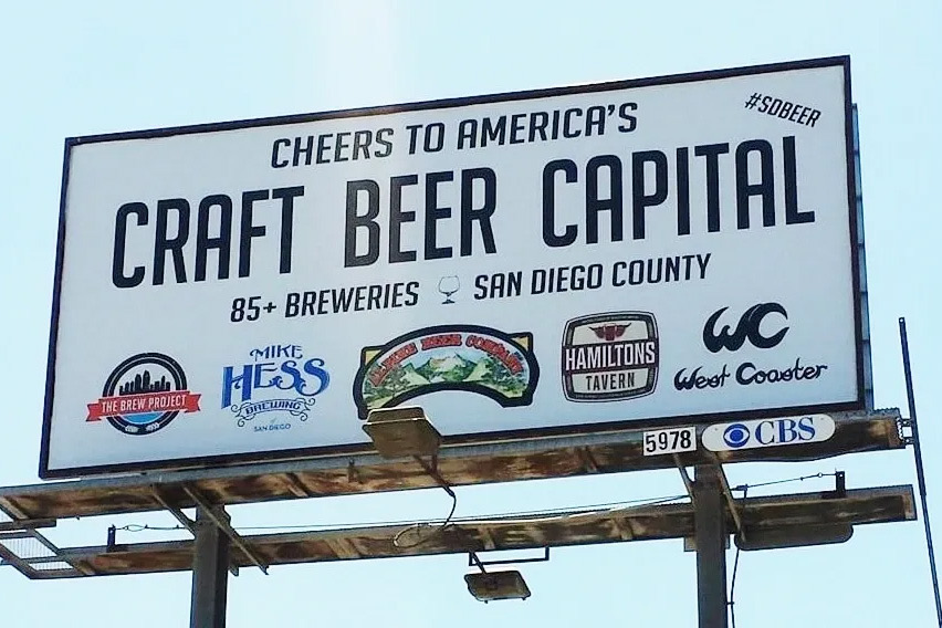 Craft beer capital billboard sign.